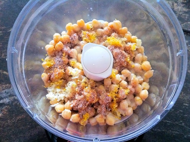 Lemon Zest, Garlic, Spices and Lemon Juice Added to Chick Peas