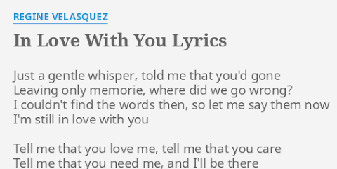 In Love With You Lyrics By Regine Velasquez