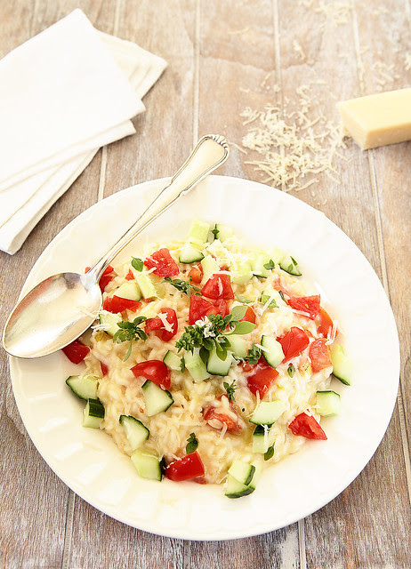 cucumber and cherry tomato risotto