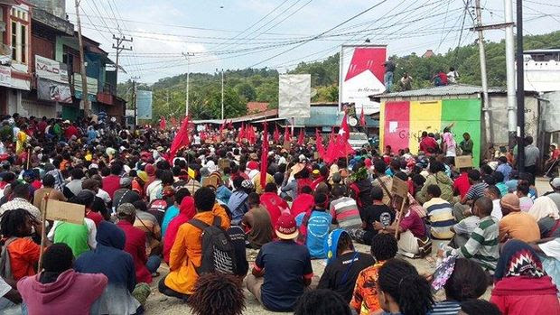 A large peaceful demonstration in Jayapura in support of the United Liberation Movement for West Papua. Photo: Tabloid Jub