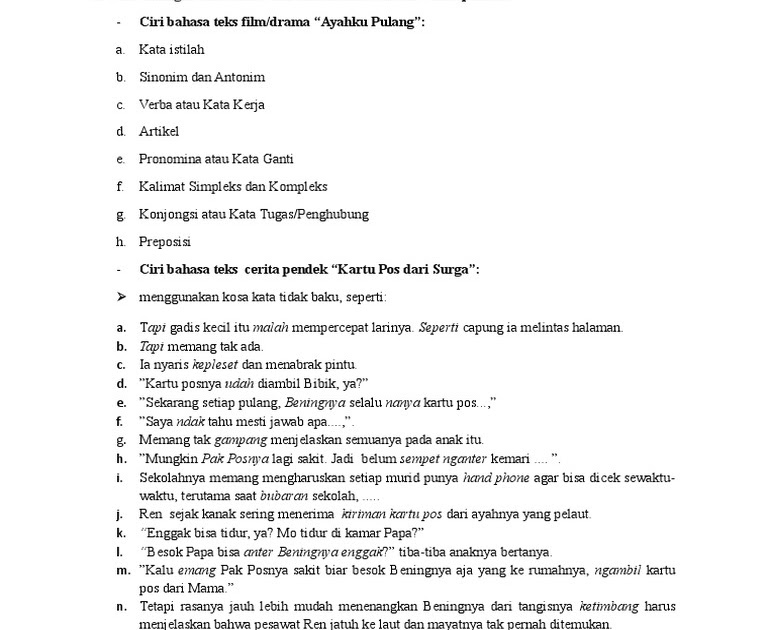 Naskah Drama Ayahku Pulang Pencari Soal