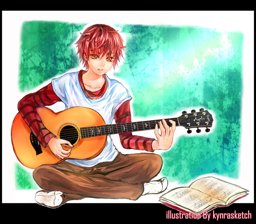 Featured image of post Anime Boy Playing Guitar Drawing Contour trying to vary the thickness and blackness of the line