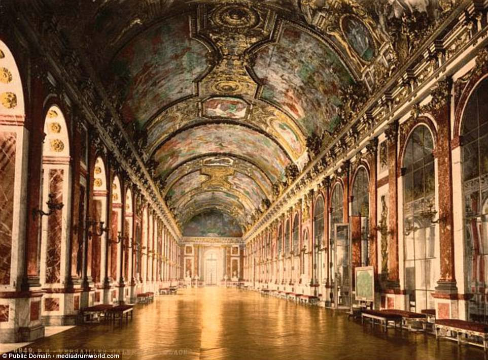 One of the pictures shows the spectacular Hall of Mirrors in the Palace of Versailles built in the late 1600s as part of King Louis XIV of France's third building campaign of the Palace