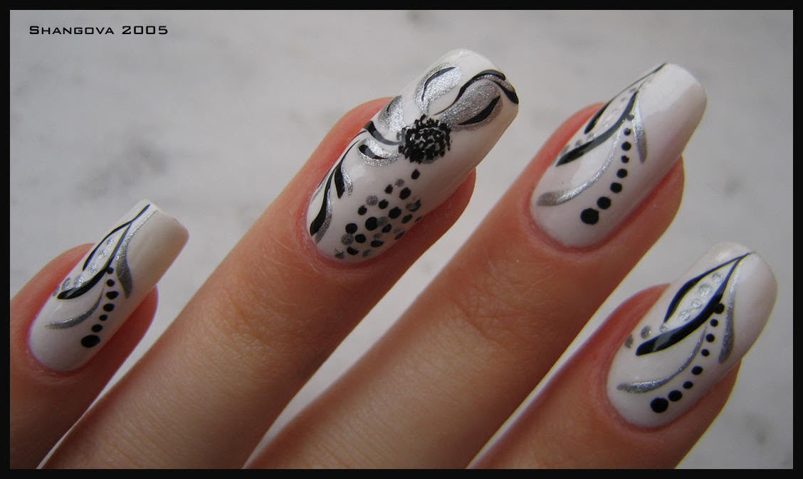 White and Silver Striped Nail Design - wide 11