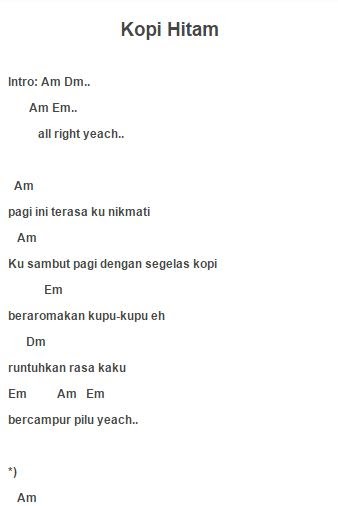Kopi Hitam Lirik Chord Chord Walls