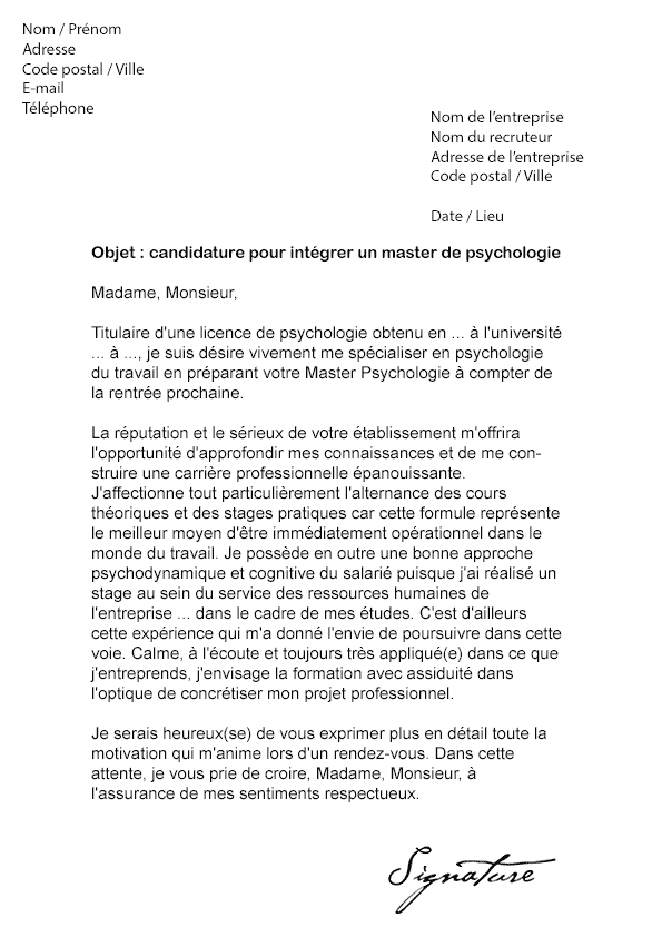 Lettre De Motivation Stage Psychologie Clinique L3  Tyrone Smith Lettre