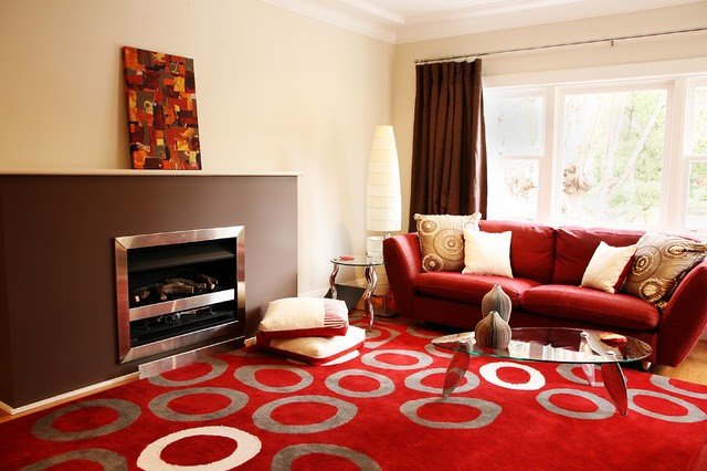 Red And Brown Living Room Contemporary Living Room Sydney By