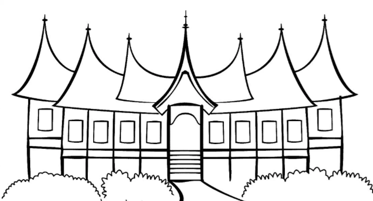 84 Sketsa Gambar Rumah Adat Padang Hd Gambar Rumah