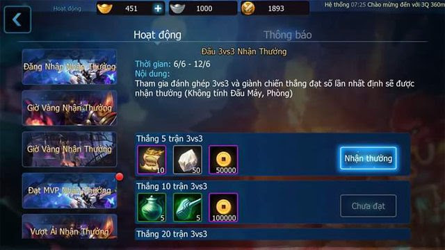 game 3q 360mobi trên iPhone nhận quà 3q