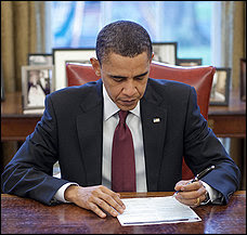 President Obama fills out his census form in the Oval Office on March 29.