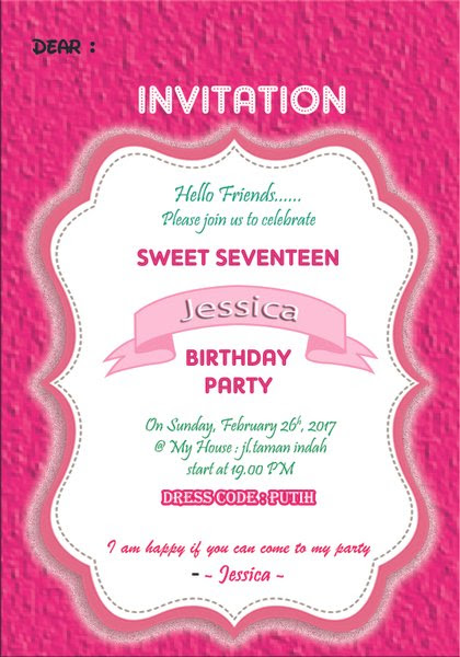 Contoh Undangan Ulang Tahun Sweet Seventeen Unik