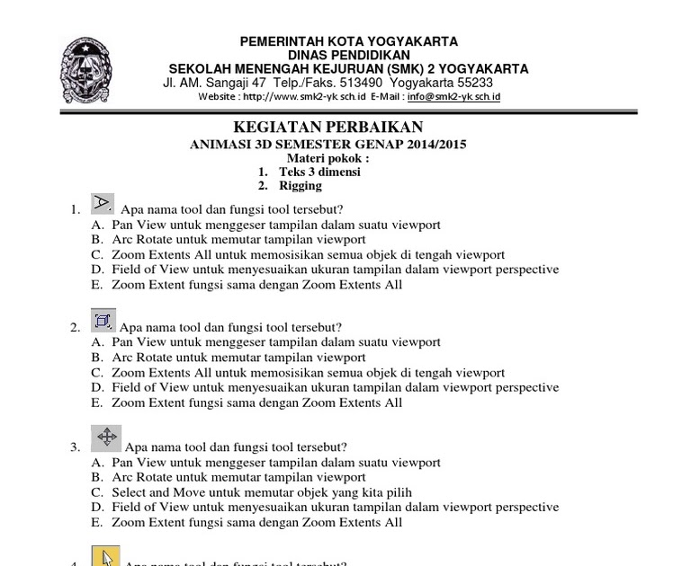 Soal Dan Jawaban Animasi 3 Dimensi Kelas 11 Semester 2 Jejak Soal