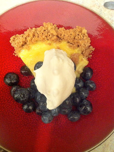 key lime pie by my friend Allison w. fresh whipped cream and blueberries