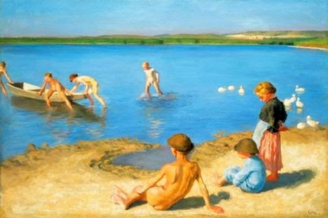 Bathing Children On The Banks Of Lake Balaton Bathing Children On The Banks Of Lake Balaton