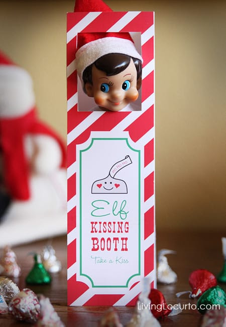 Cute Elf Kissing Booth for your Elf on the Shelf! Printable design by Amy Locurto at LivingLocurto.com