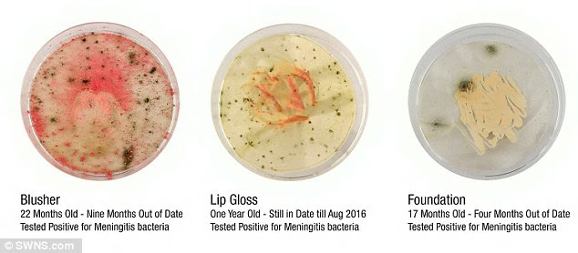 Old cosmetics contained a range of deadly bacteria, a  London Metropolitan University study found. This included bacteria that causes meningitis - a life-threatening disease