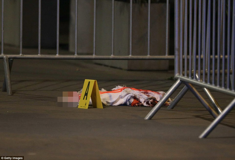 This is the remains of one of the suicide bomber who targeted 80.000 fans at the Stade de France during a football match on Friday