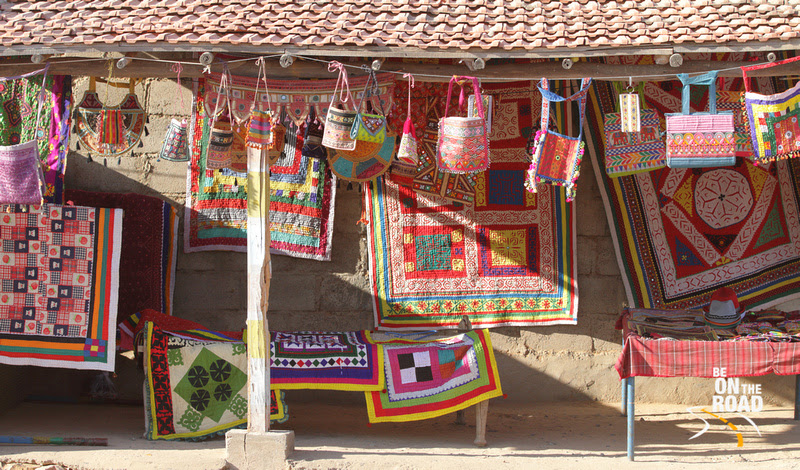 The colorful creations of Kutch as seen at the weaving village of Gandhi nu Gram, Gujarat, India