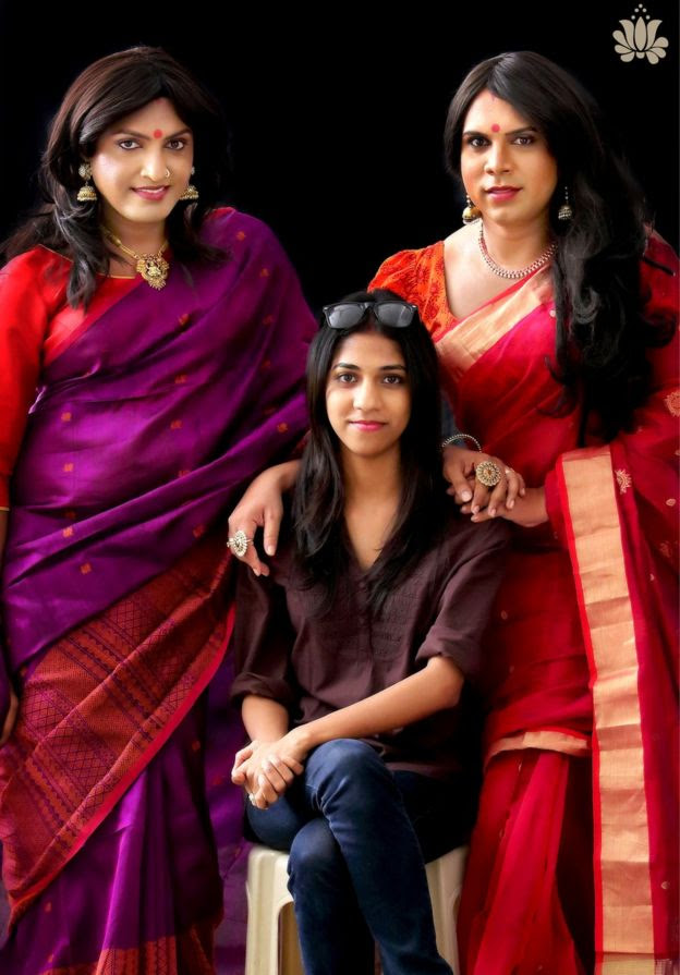 Designer Sharmila Nair with the two transgender models