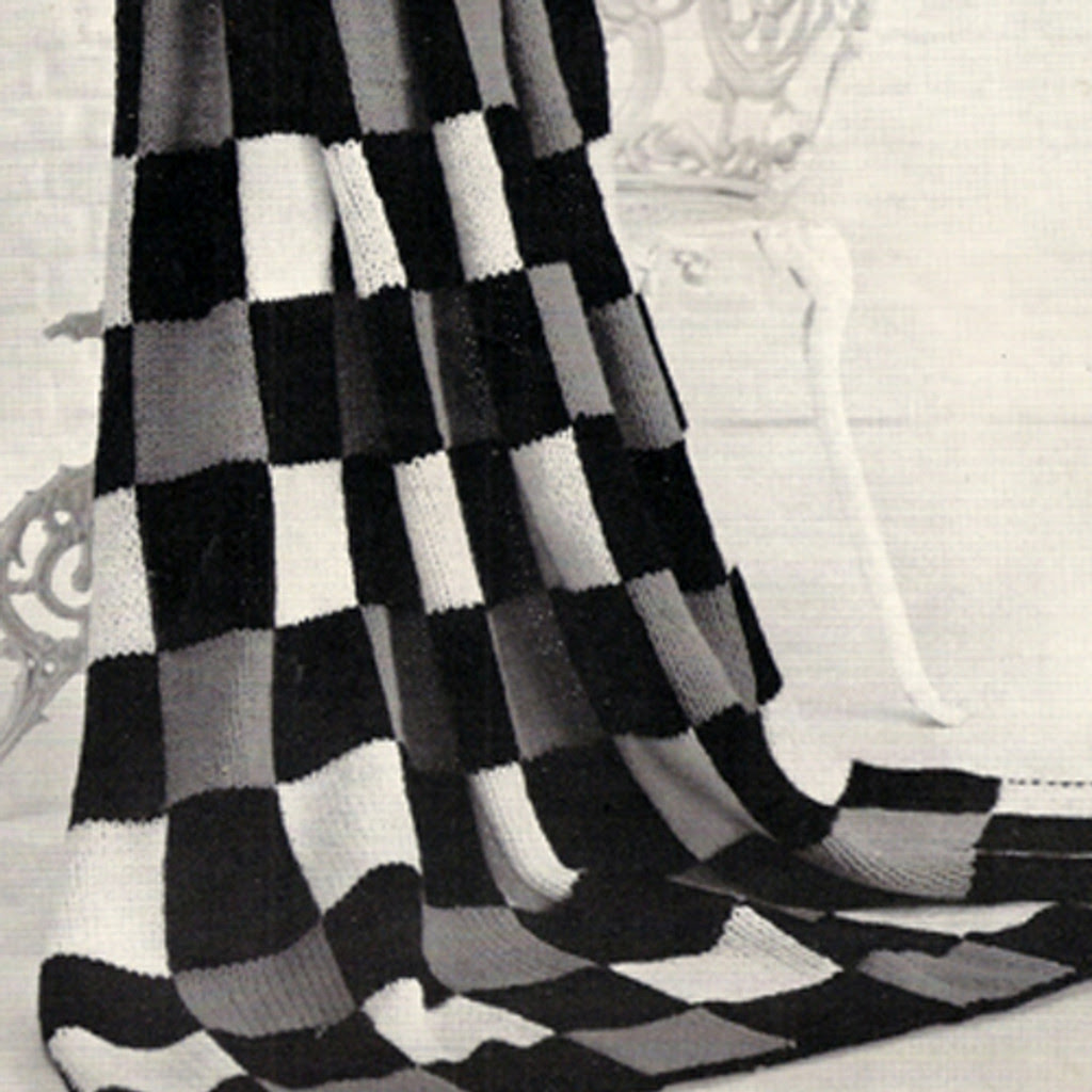 Checkerboard Knitted Afghan pattern no 505