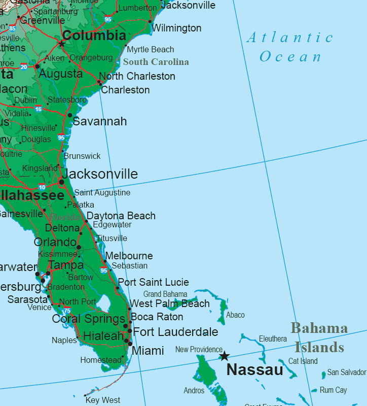 North Carolina To Florida Map Florida Map 2018