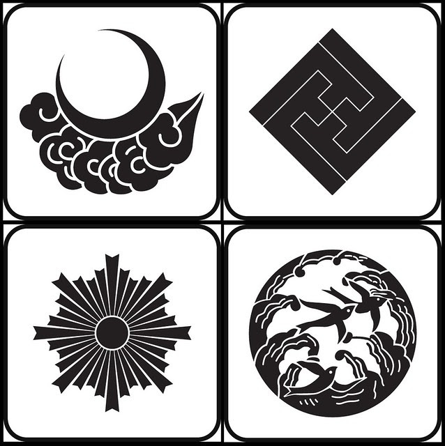 tsukinikumo, sumitatesayagatainazuma, asahiko, naminitsubame (natural - kamon)