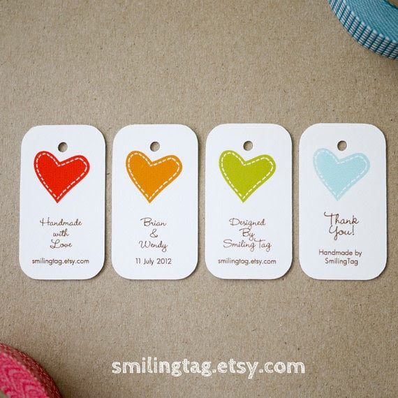 I Heart You Personalised Gift Tags - Wedding Favor Tags - Thank you tags- Hang tags - Wedding Gift Tags - Set of 40 (Item code: J213)