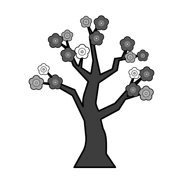 美しい花の画像 ぜいたく木 イラスト フリー 白黒