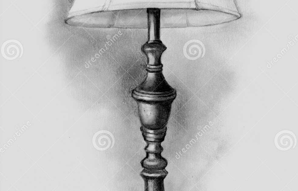 Pencil Sketch Of Lamp And Shade Drawing, Table Lamp Pencil Sketchup