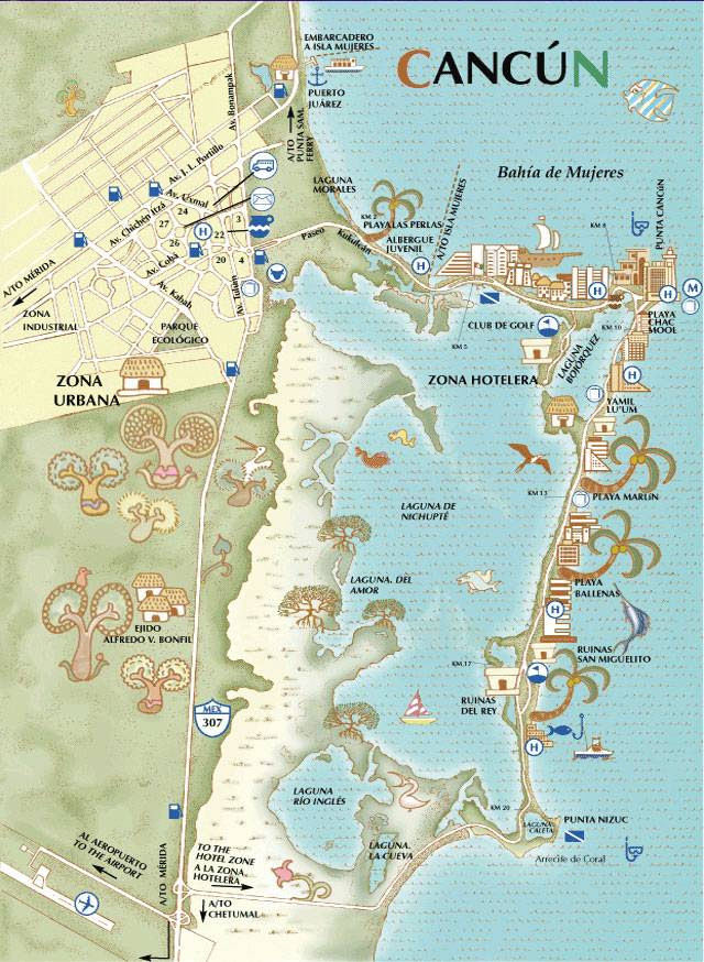 Cancun Tourist Attractions Map
