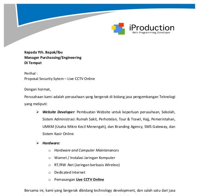 Contoh Surat Penawaran Produk Cctv Contoh Surat