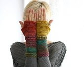 Hand knit fingerless gloves in harvest colors, Long knit gloves, Knit gloves mittens, Boho knit glove mittens, Girl's wool fingerless gloves - MarryGKnitCrochet Hand knit fingerless gloves in harvest colors, Long knit gloves, Knit gloves mittens, Boho knit glove mittens, Girl's wool fingerless gloves - MarryGKnitCrochet