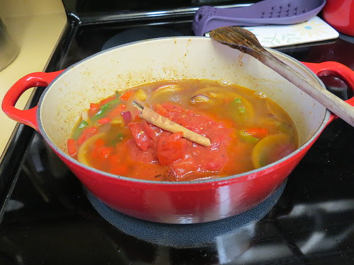 broth tomatoes and cinnamon in