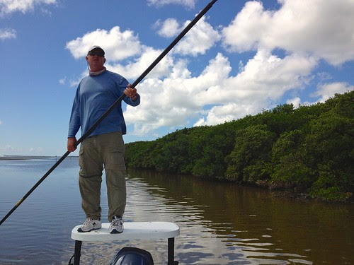Captain Ted Wilson Poling the Boat in Snake Bight at Everglades National Park