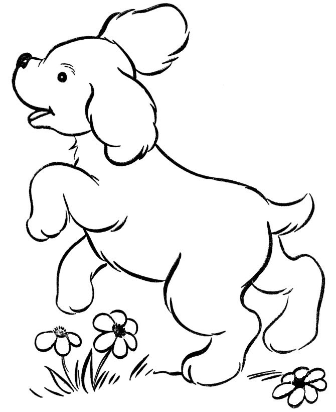 Easy Dog Coloring Pages For Kids Drawing With Crayons