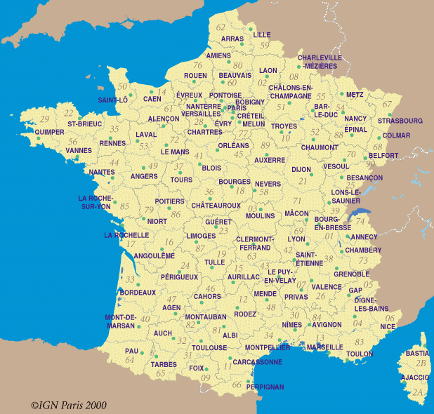 Carte de France villes et villages