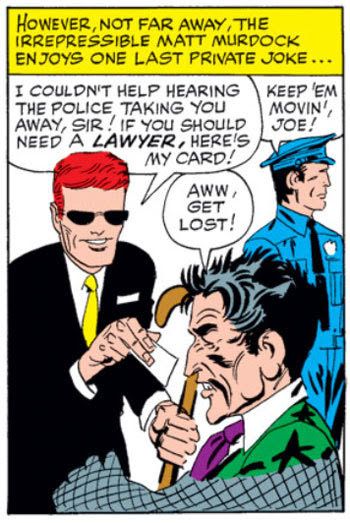 A green suit and a purple tie? Say, who's the blind man here? Amazing Spider-Man #16