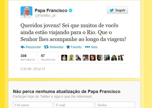 Twitter do papa (Foto: reprodução)