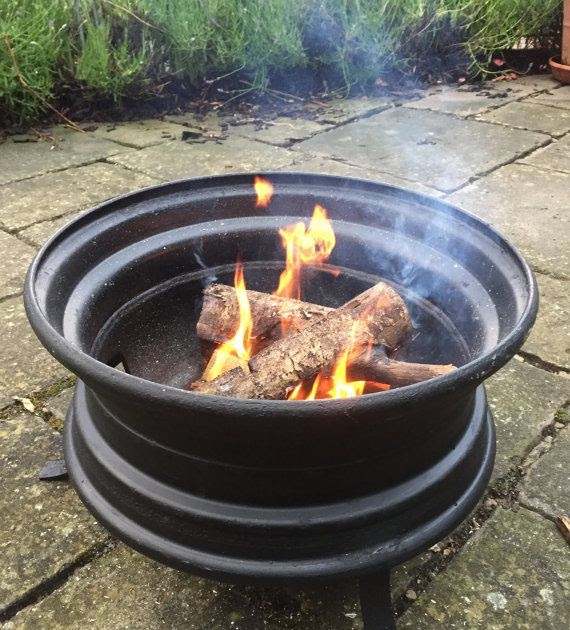 Truck Rim Fire Pit Recycled Tire, 18 Wheeler Rim Fire Pit
