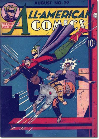 He's strangling that guy so hard he turned into Gene Simmons! (All-American Comics #29)
