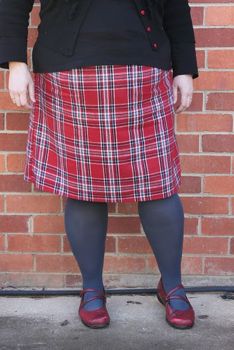 Red tartan skirt