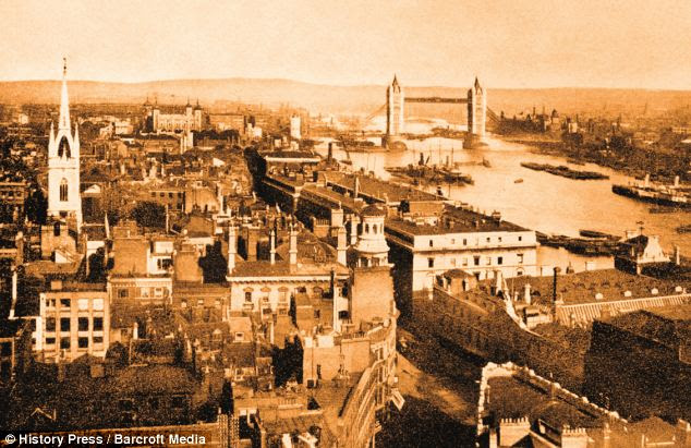 A view of East London looking towards London's Tower Bridge