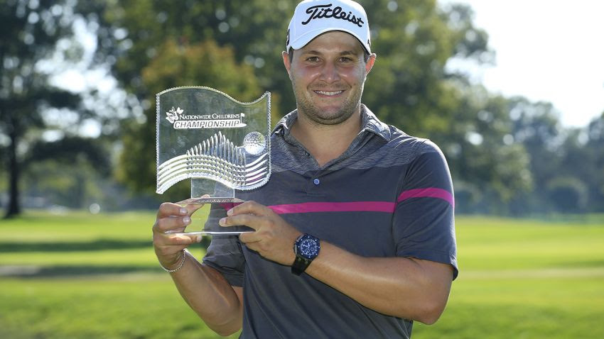 Peter Uihlein with Nationwide trophy