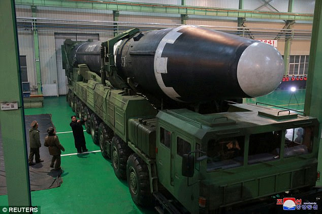 It comes after Kim tested the Hwasong-15 ICBM which is likely capable of ranging the whole US and can carry a 'super heavy nuclear warhead', according to the hermit state