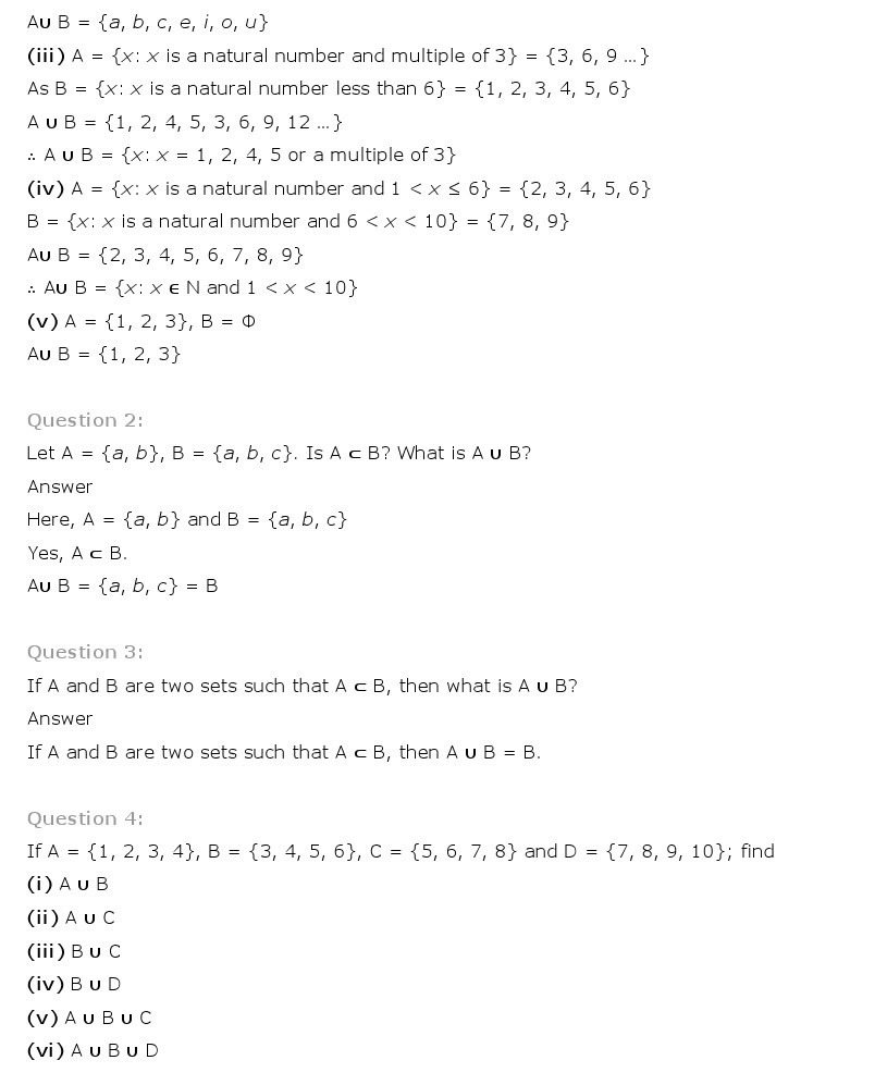 NCERT Solutions for Class 11th Maths Chapter 1 - Sets
