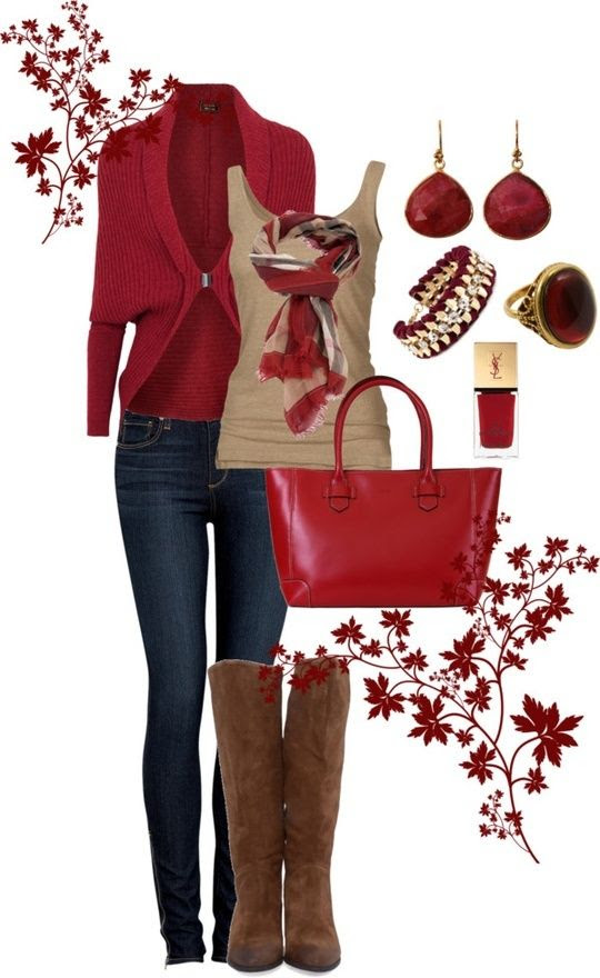 Casual Red & Tan