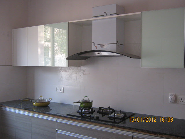 Modular Kitchen with Hub, Chimney & Sink - Show Flat of Pittie Kourtyard Kharadi Pune 411 014