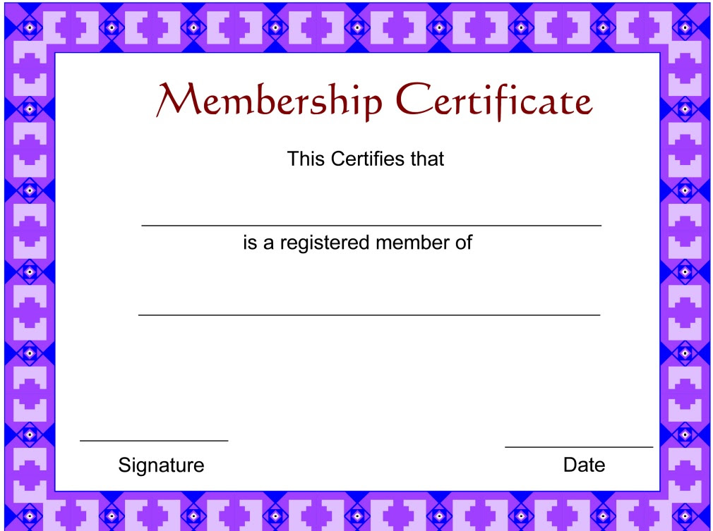 purple certificate membership template docs