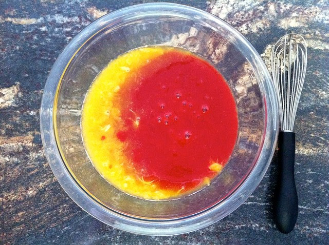 Orange Juice and Strawberry Sauce Combined