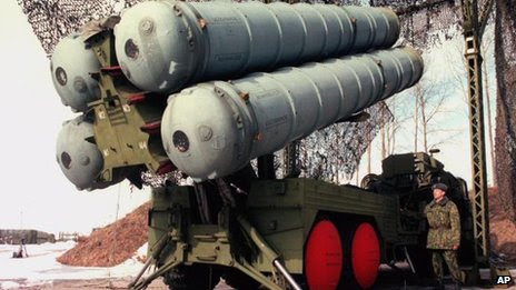 File pic from 1998 of a Russian officer with S-300 air-defence missiles at a military base outside Moscow, Russia